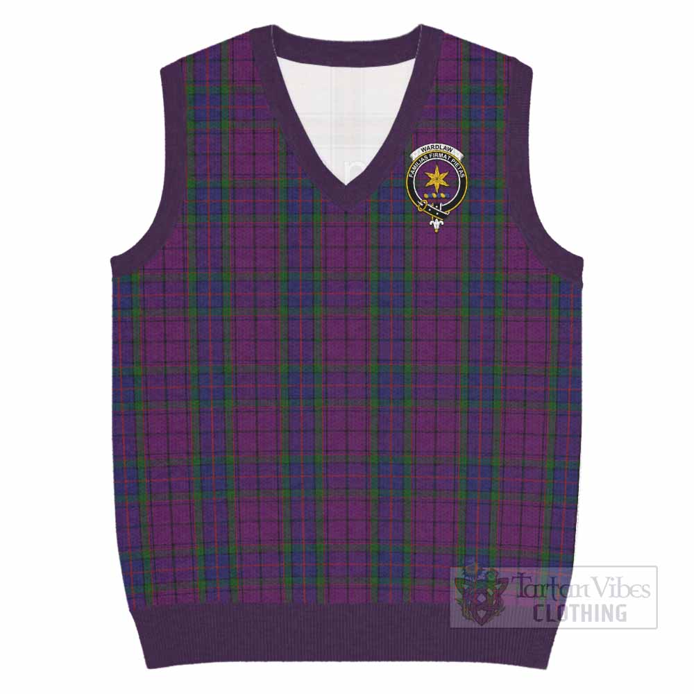 Wardlaw Tartan Knitted V-Neck Vest with Family Crest - Tartan Vibes Clothing