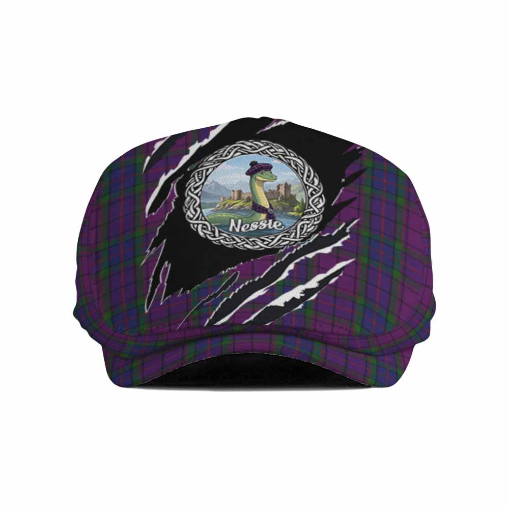 Wardlaw Tartan Loch Ness Monster Flat Cap, Jeff Cap Celtic Knot Nessie Art