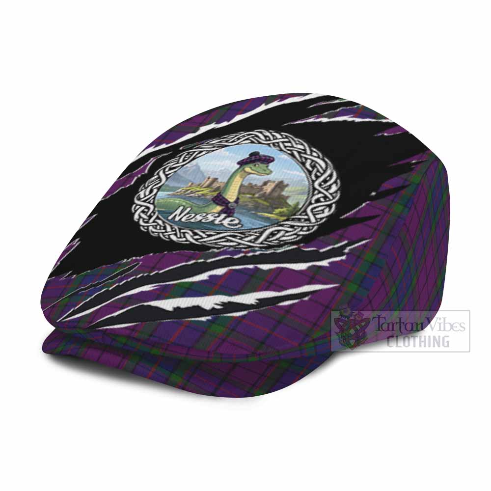 Wardlaw Tartan Loch Ness Monster Flat Cap, Jeff Cap Celtic Knot Nessie Art