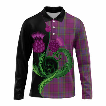 Wardlaw Tartan Long Sleeve Polo Shirt Traditional Scottish Thistle