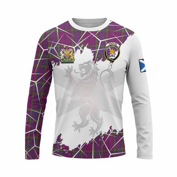 Wardlaw Tartan Long Sleeve T-Shirt with Family Crest and Lion Rampant Grunge Style