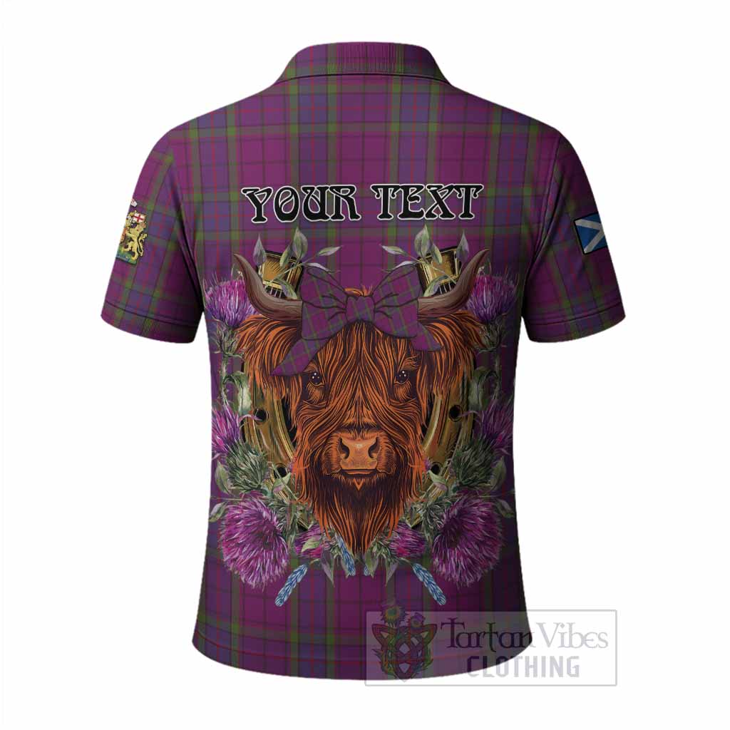 Wardlaw Tartan Polo Shirt Scottish Thistle Heilan Coo
