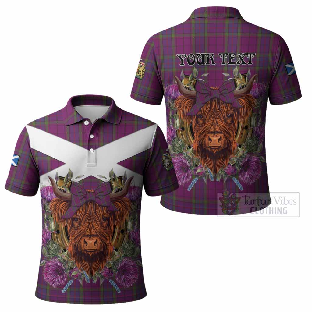 Wardlaw Tartan Polo Shirt Scottish Thistle Heilan Coo