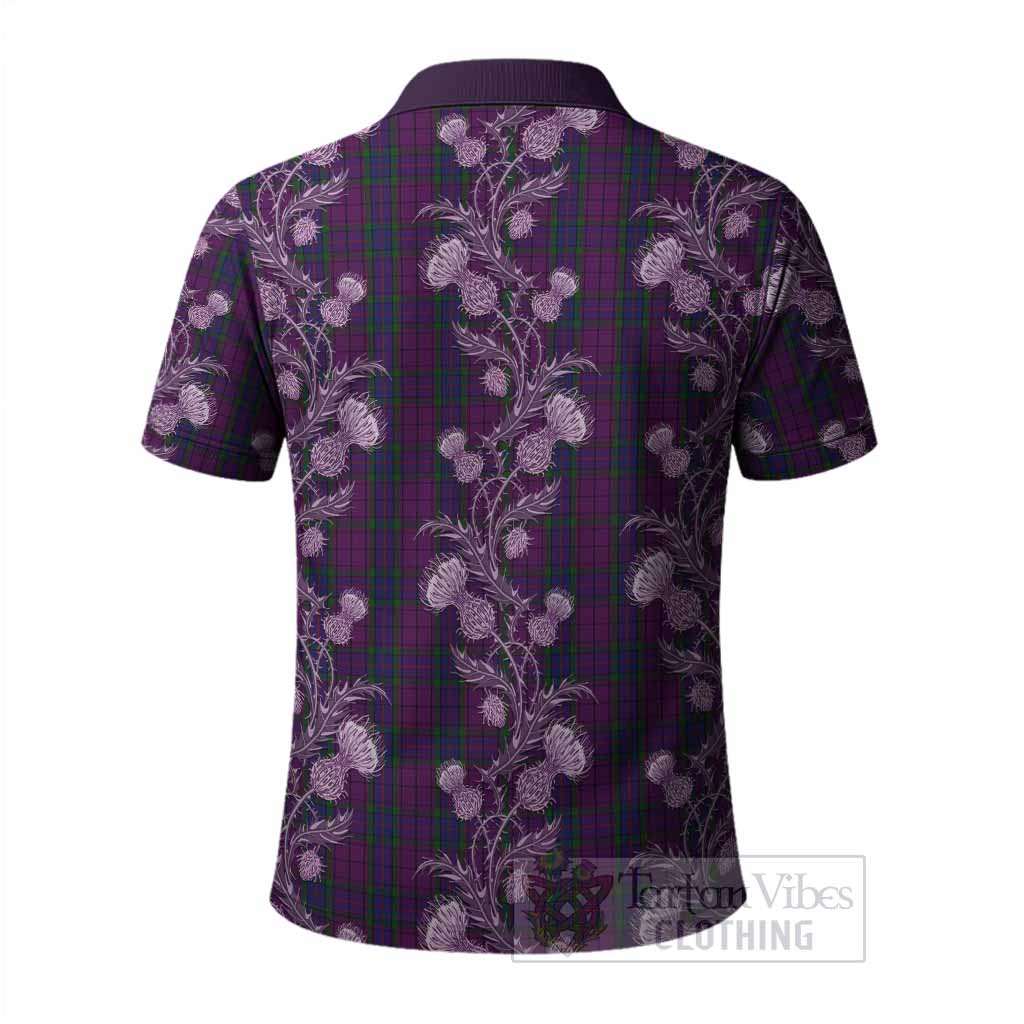 Wardlaw Tartan Polo Shirt Seamless Scottish Thistle Flowers