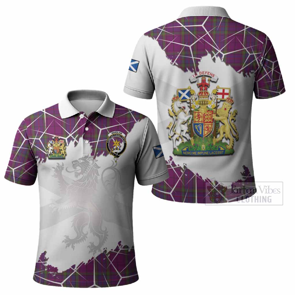 Wardlaw Tartan Polo Shirt with Family Crest and Lion Rampant Grunge Style