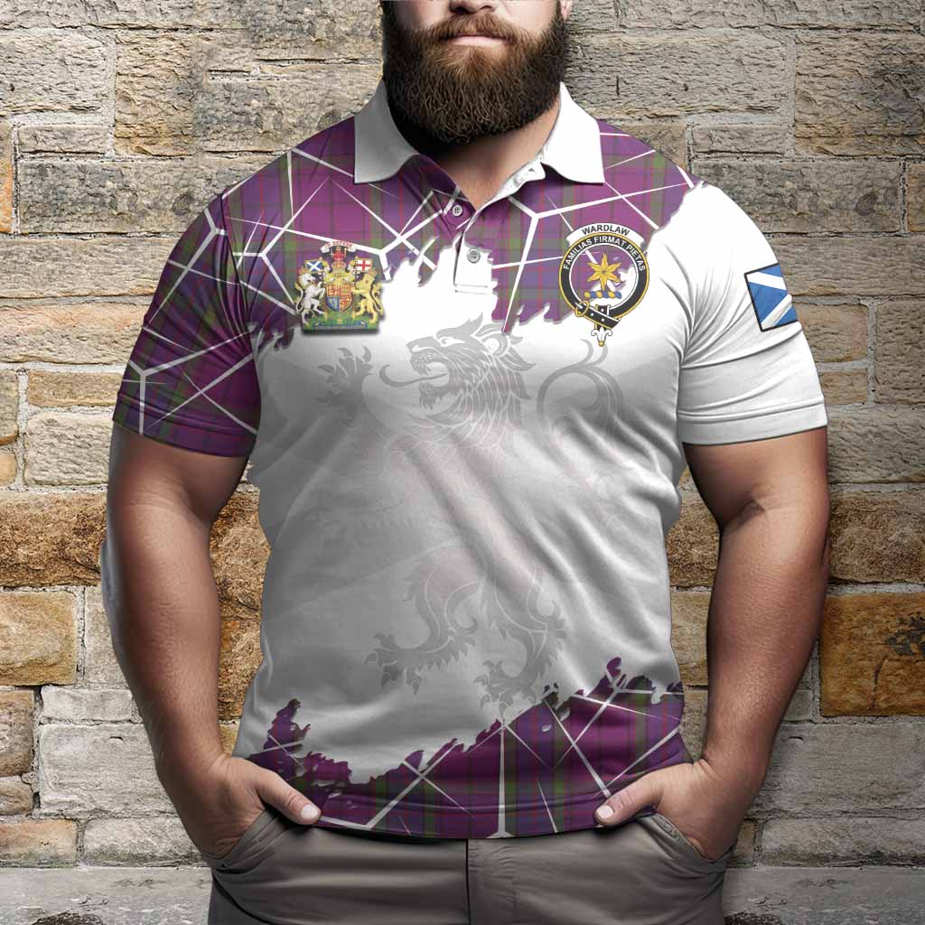 Wardlaw Tartan Polo Shirt with Family Crest and Lion Rampant Grunge Style