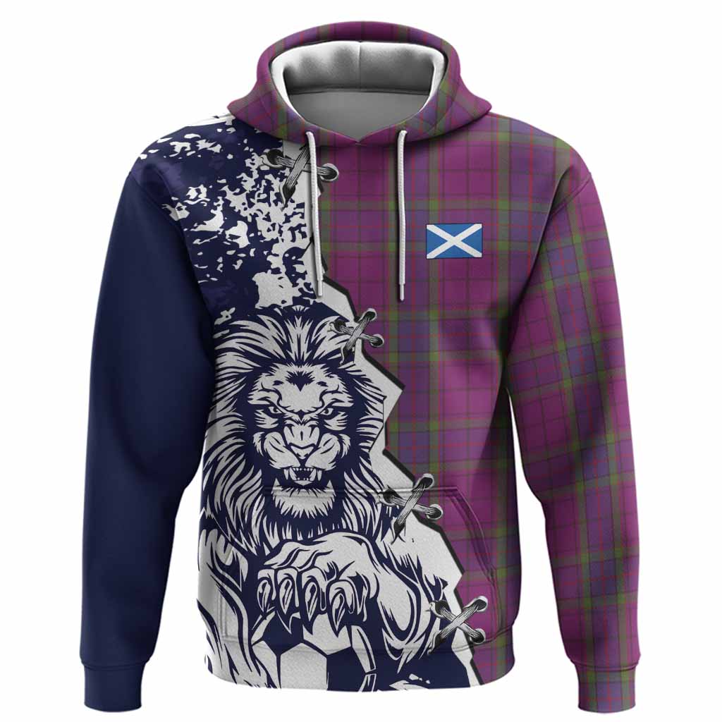 Wardlaw Tartan Scottish Hoodie Angry Lion With Soccer Ball Style