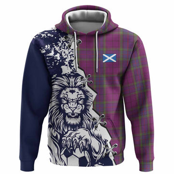 Wardlaw Tartan Scottish Hoodie Angry Lion With Soccer Ball Style