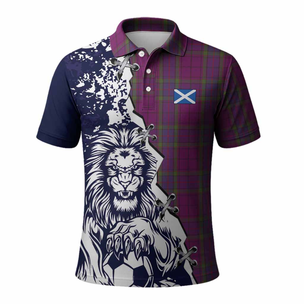 Wardlaw Tartan Scottish Polo Shirt Angry Lion With Soccer Ball Style