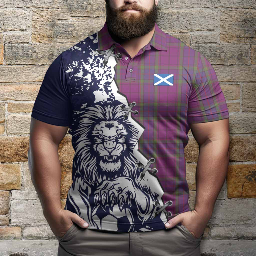 Wardlaw Tartan Scottish Polo Shirt Angry Lion With Soccer Ball Style