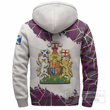 Wardlaw Tartan Sherpa Hoodie with Family Crest and Lion Rampant Grunge Style