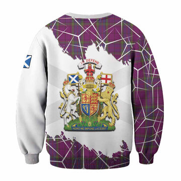 Wardlaw Tartan Sweatshirt with Family Crest and Lion Rampant Grunge Style