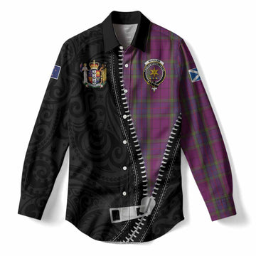 Wardlaw Tartan Women Casual Shirt New Zealand Pattern Unique Zipper Stylized