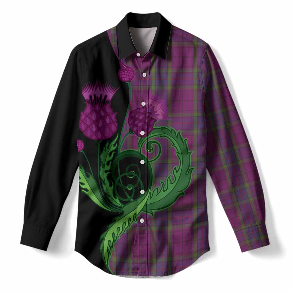 Wardlaw Tartan Women Casual Shirt Traditional Scottish Thistle