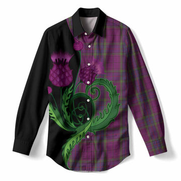 Wardlaw Tartan Women Casual Shirt Traditional Scottish Thistle