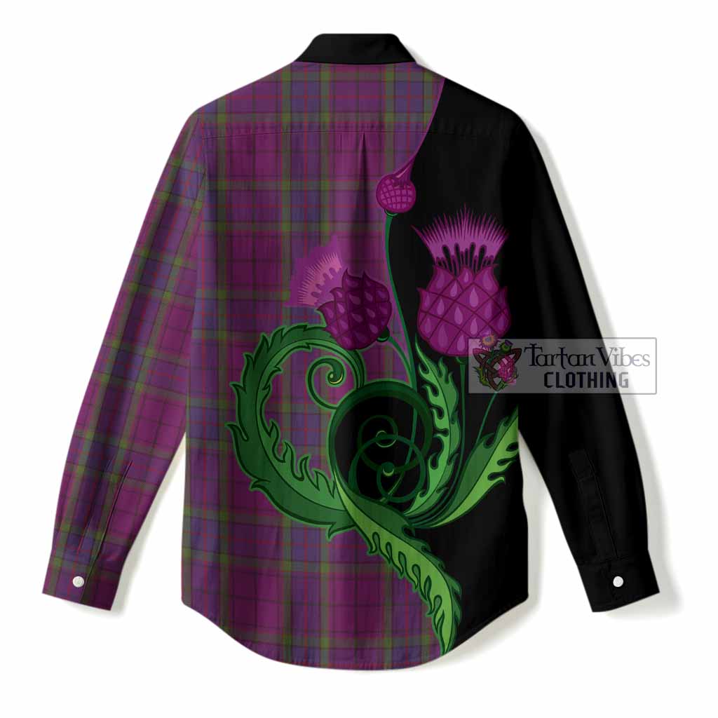 Wardlaw Tartan Women Casual Shirt Traditional Scottish Thistle