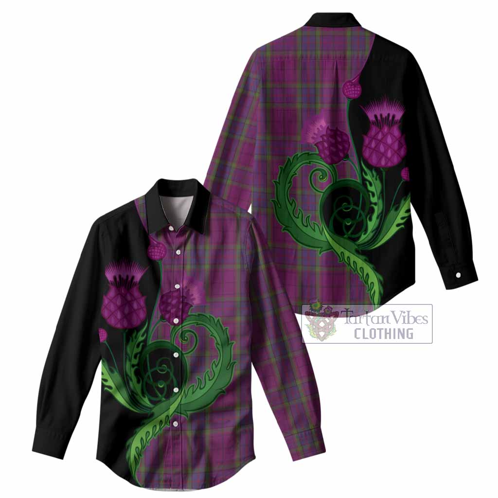 Wardlaw Tartan Women Casual Shirt Traditional Scottish Thistle