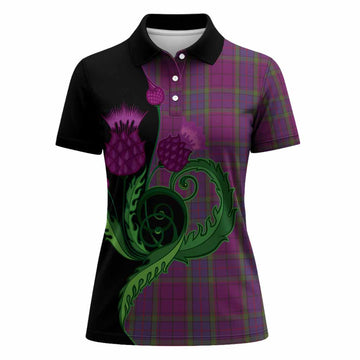 Wardlaw Tartan Women Polo Shirt Traditional Scottish Thistle