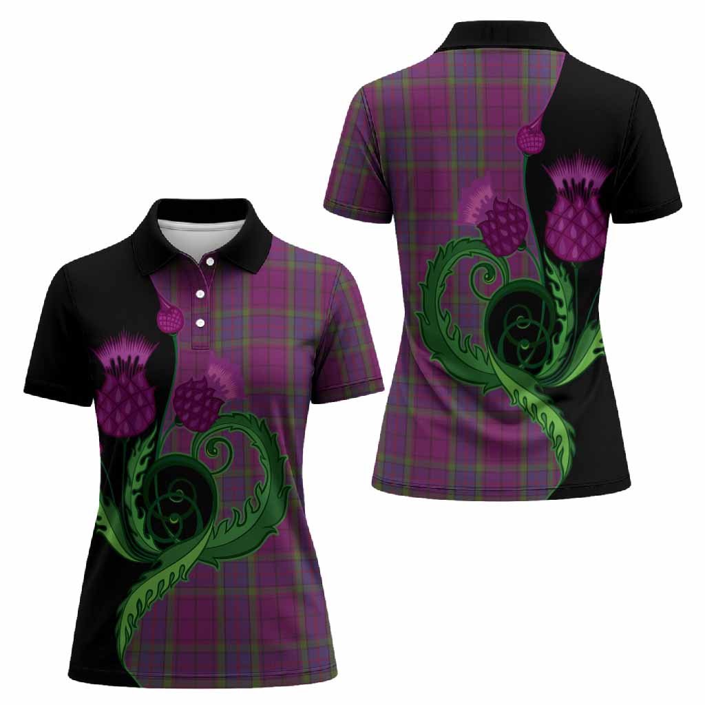 Wardlaw Tartan Women Polo Shirt Traditional Scottish Thistle