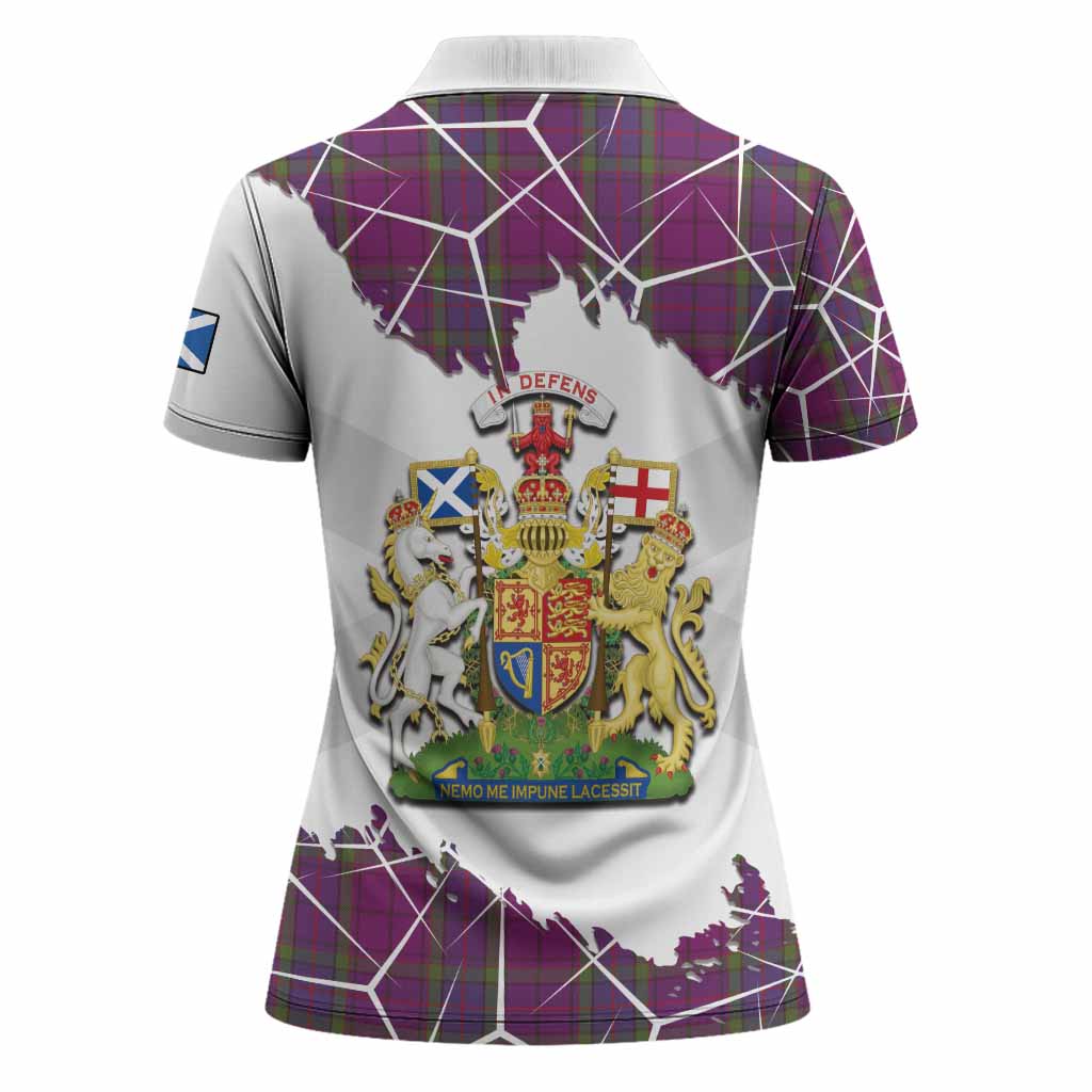 Wardlaw Tartan Women Polo Shirt with Family Crest and Lion Rampant Grunge Style