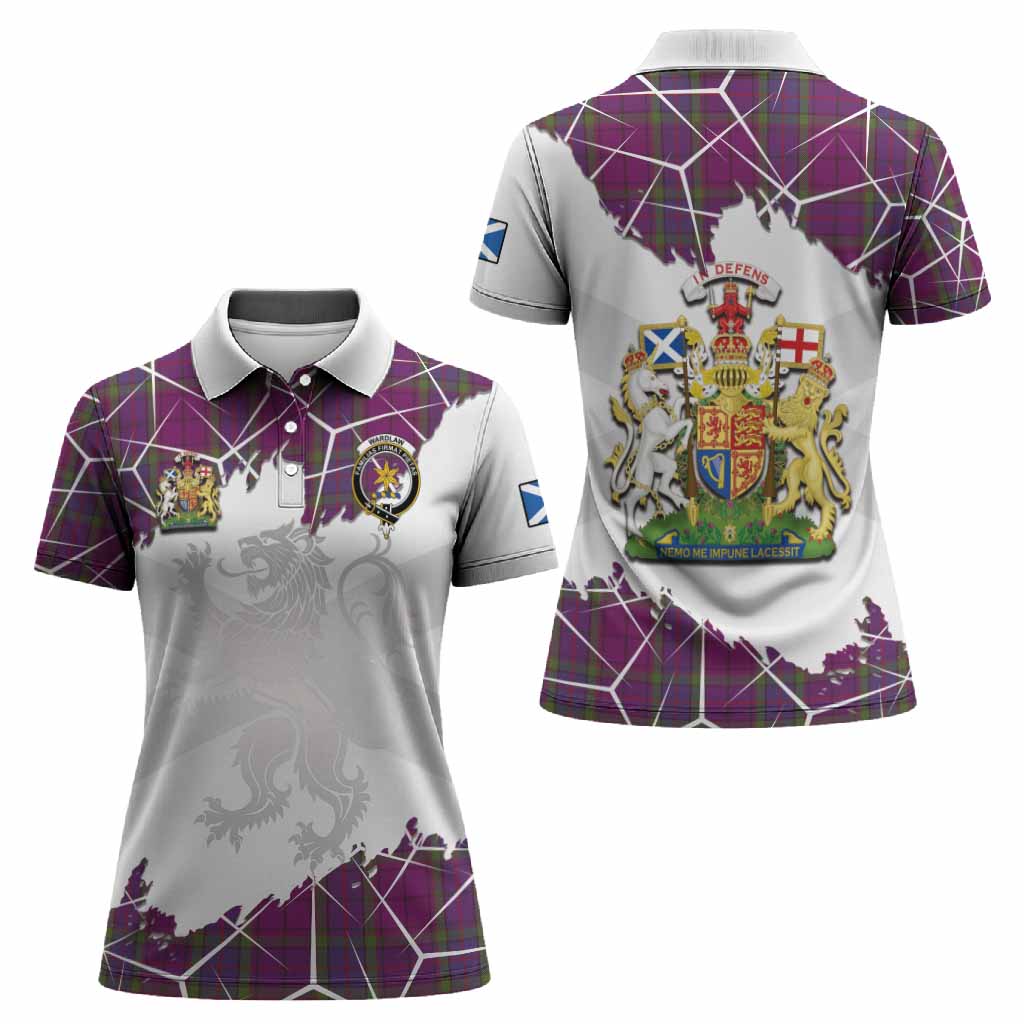 Wardlaw Tartan Women Polo Shirt with Family Crest and Lion Rampant Grunge Style