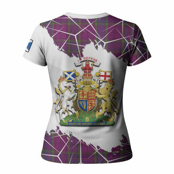 Wardlaw Tartan Women T shirt with Family Crest and Lion Rampant Grunge Style