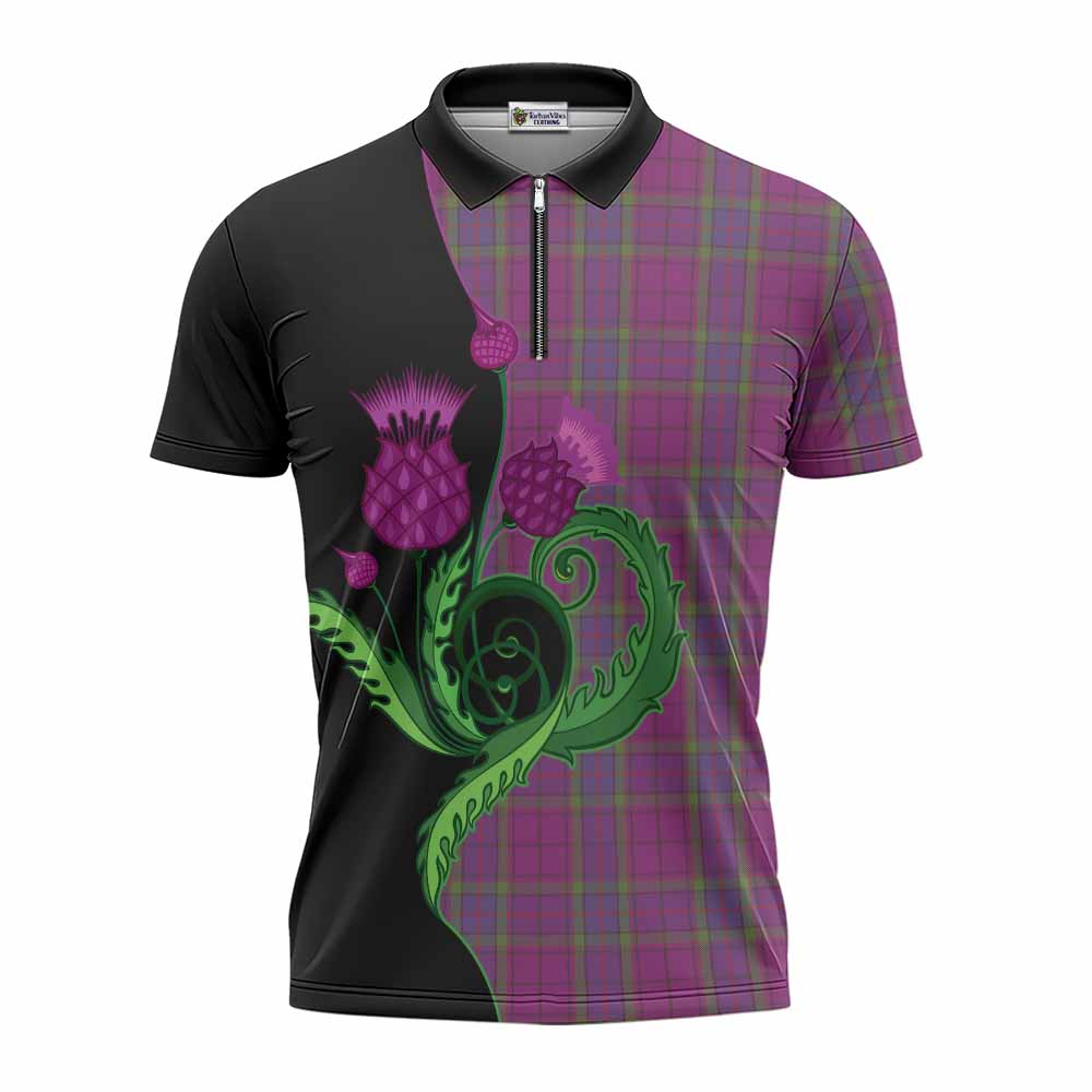 Wardlaw Tartan Zipper Polo Shirt Traditional Scottish Thistle