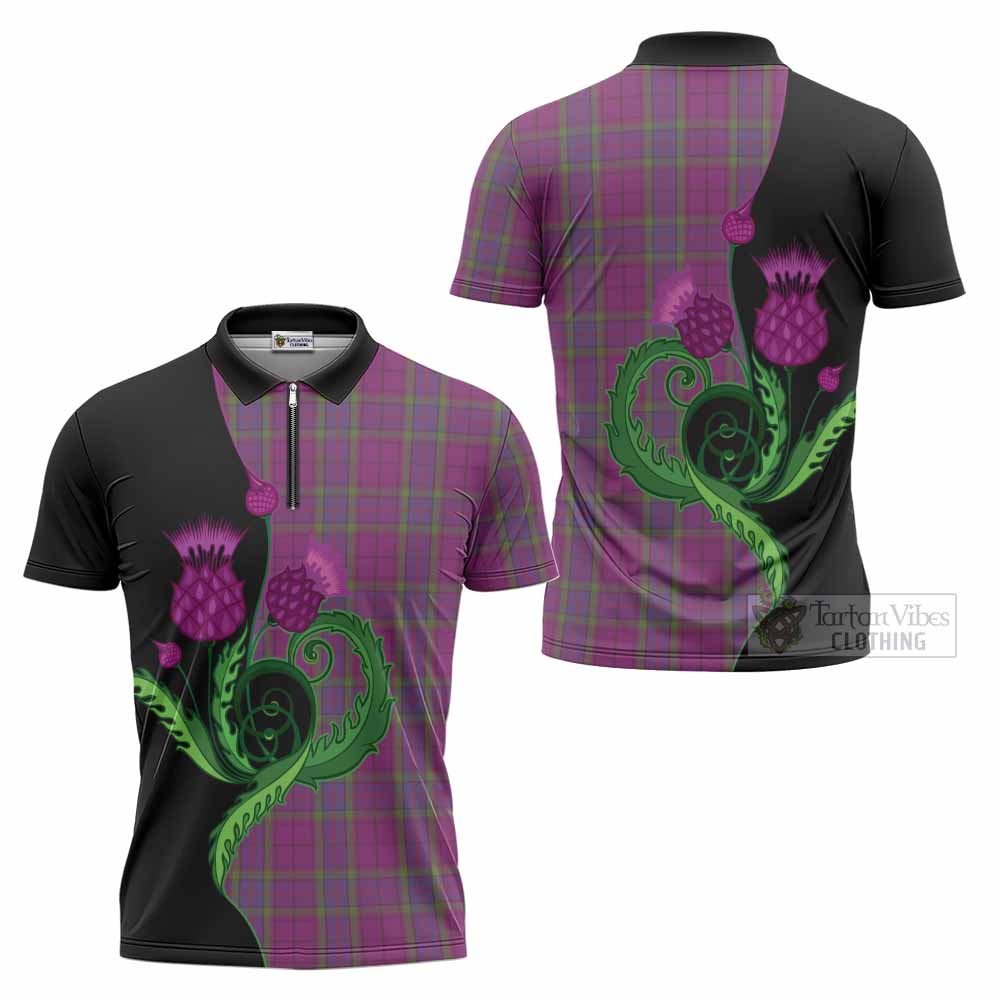 Wardlaw Tartan Zipper Polo Shirt Traditional Scottish Thistle