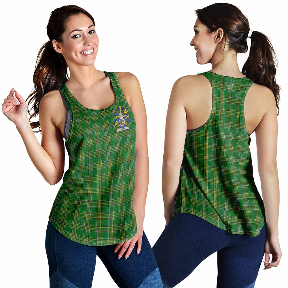 Ware Irish Clan Tartan Women's Racerback Tanks with Coat of Arms 4XL - Tartan Vibes Clothing