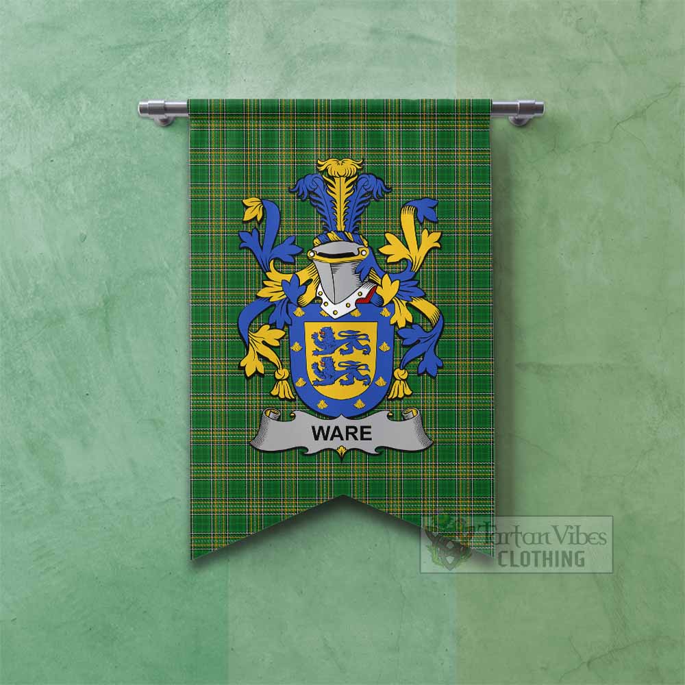Ware Irish Clan Tartan Gonfalon, Tartan Banner with Coat of Arms Fishtail - Tartan Vibes Clothing