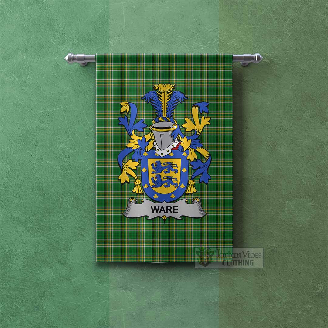 Ware Irish Clan Tartan Gonfalon, Tartan Banner with Coat of Arms Rectangle - Tartan Vibes Clothing