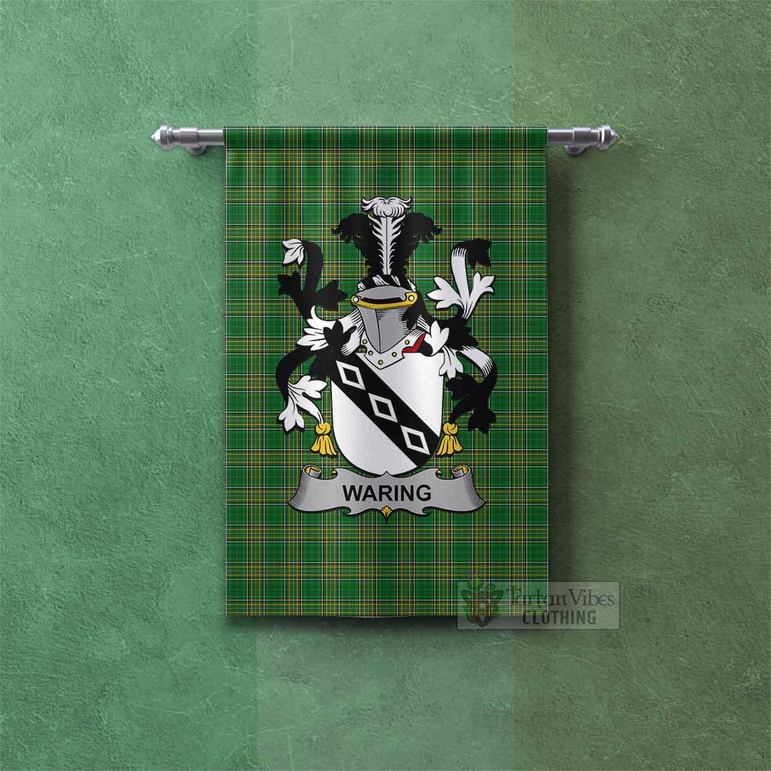 Tartan Vibes Clothing Waring Irish Clan Tartan Gonfalon, Tartan Banner with Coat of Arms