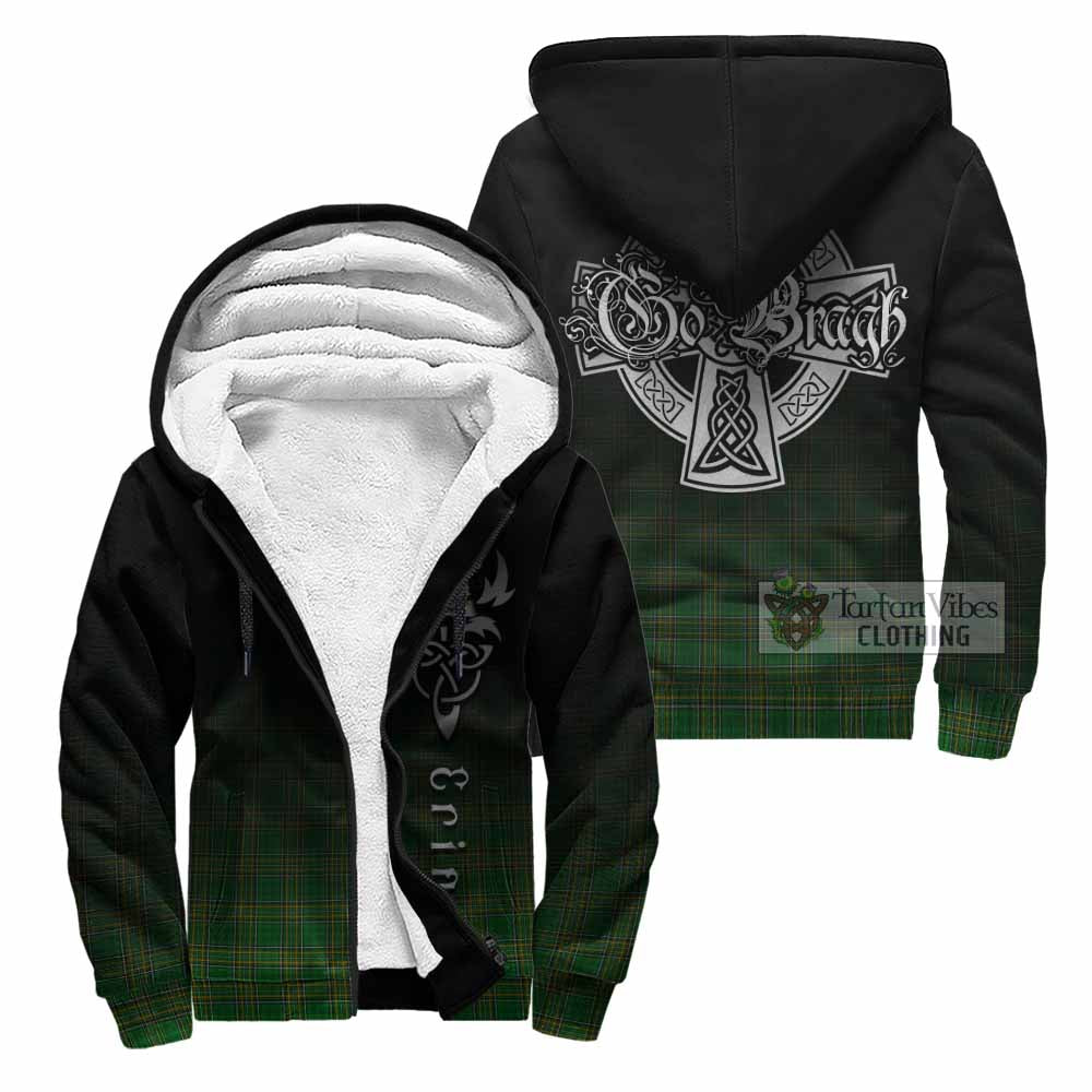Tartan Vibes Clothing Waring Irish Clan Sherpa Hoodie with Coat of Arms Erin Go Bragh Celtic Inspired