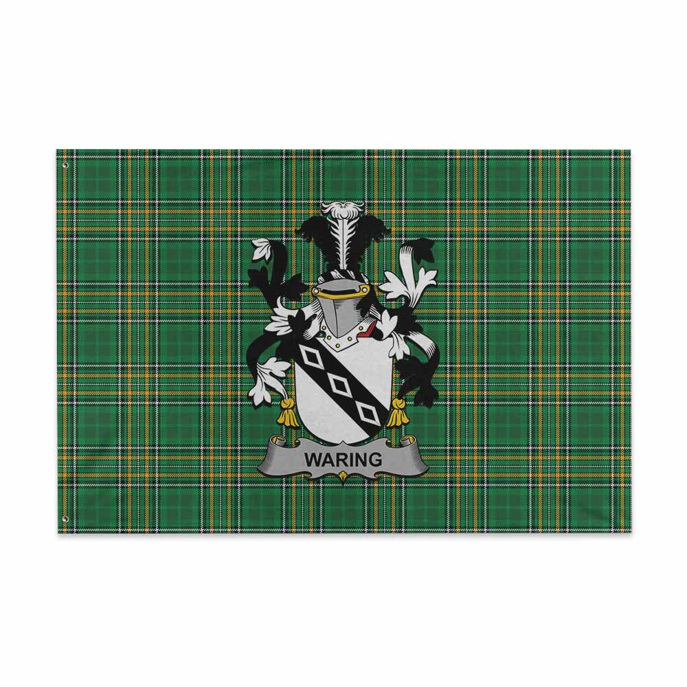 Tartan Vibes Clothing Waring Irish Clan Tartan House Flag with Coat of Arms