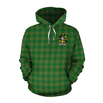 Tartan Vibes Clothing Warner Irish Clan Tartan Cotton Hoodie with Coat of Arms