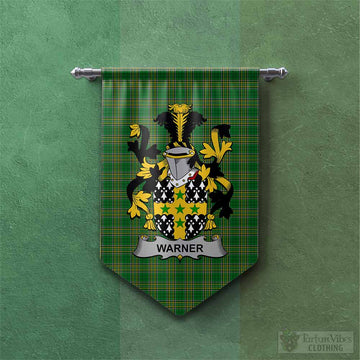 Warner Irish Clan Tartan Gonfalon, Tartan Banner with Coat of Arms