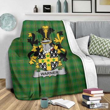 Tartan Vibes Clothing Warner Irish Clan Tartan Blanket with Coat of Arms