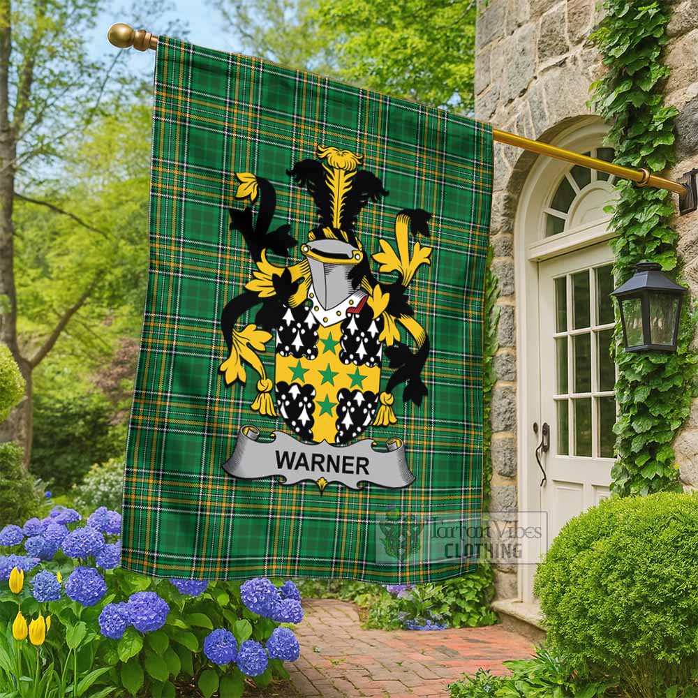 Warner Irish Clan Tartan Flag with Coat of Arms