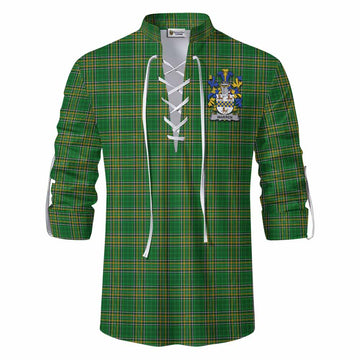 Warren Irish Clan Tartan Ghillie Kilt Shirt with Coat of Arms Men - Tartan Vibes Clothing
