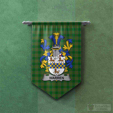Warren Irish Clan Tartan Gonfalon, Tartan Banner with Coat of Arms