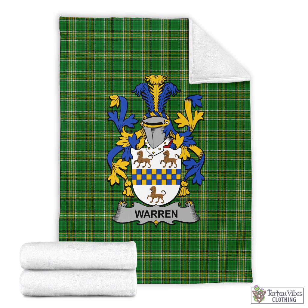 Warren Irish Clan Tartan Blanket with Coat of Arms X-Large 59 x 79 inches 150 x 200 cm - Tartan Vibes Clothing