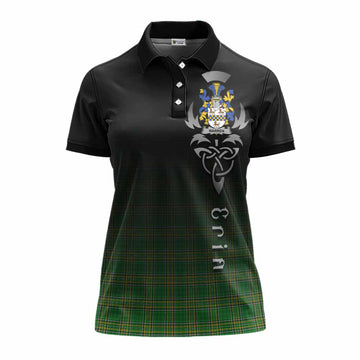Warren Irish Clan Women's Polo Shirt with Coat of Arms Erin Go Bragh Celtic Inspired Women - Tartan Vibes Clothing