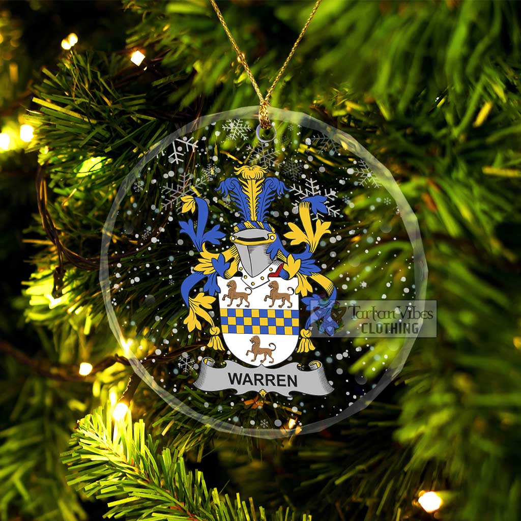 Warren Irish Clan Christmas Glass Ornament with Coat of Arms Transparent Glass Circle - 2D-tartanvibesclothing