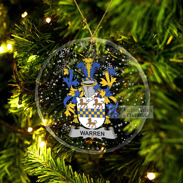 Warren Irish Clan Christmas Glass Ornament with Coat of Arms