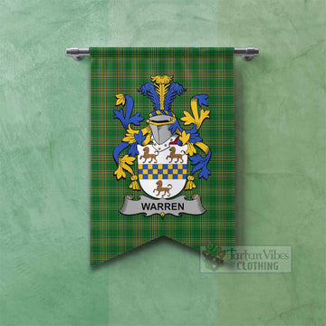 Warren Irish Clan Tartan Gonfalon, Tartan Banner with Coat of Arms