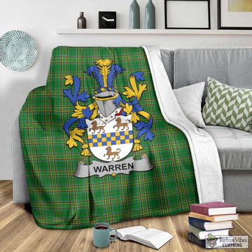 Tartan Vibes Clothing Warren Irish Clan Tartan Blanket with Coat of Arms