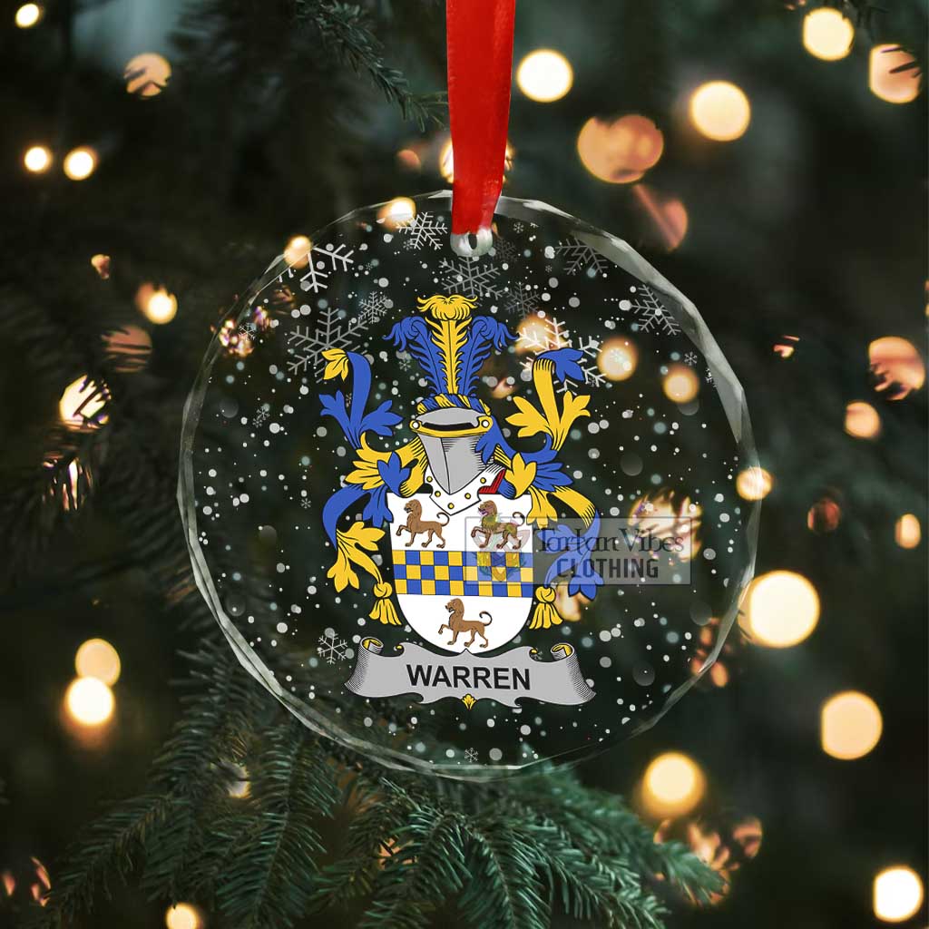 Warren Irish Clan Christmas Glass Ornament with Coat of Arms - 2D-tartanvibesclothing