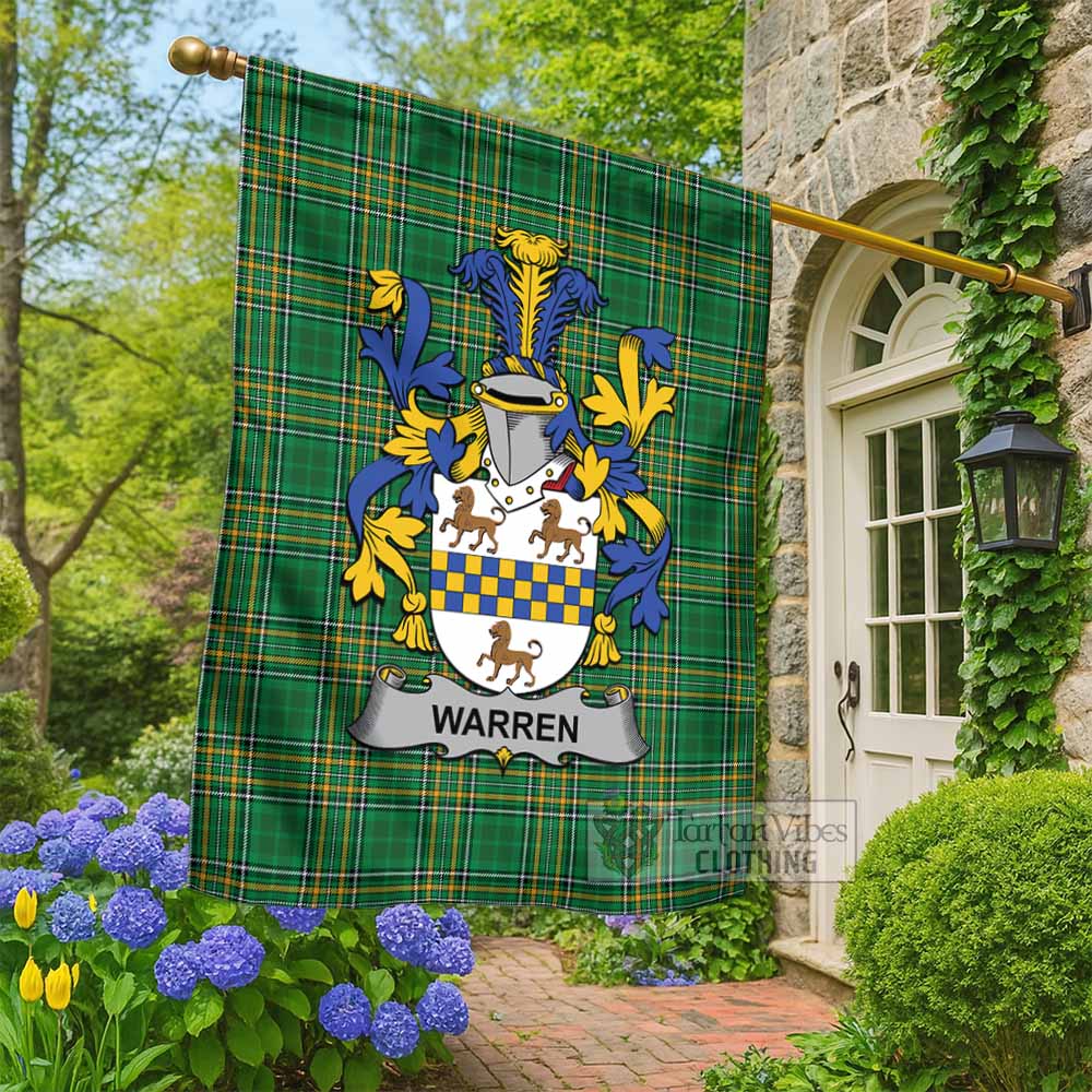 Warren Irish Clan Tartan Flag with Coat of Arms