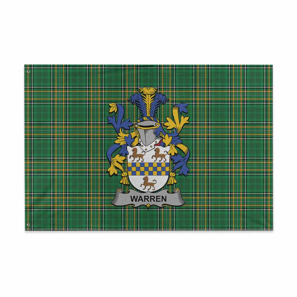 Tartan Vibes Clothing Warren Irish Clan Tartan House Flag with Coat of Arms