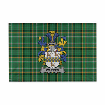 Warren Irish Clan Tartan House Flag with Coat of Arms